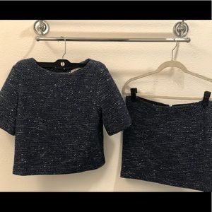Navy and silver tweed set